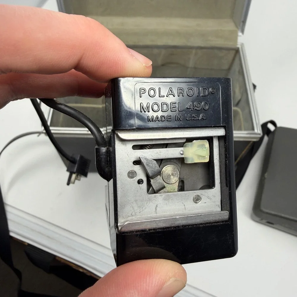 Polaroid 440‎ Automatic Land Camera with Case Flash and Cold Clip Vintage 1970s